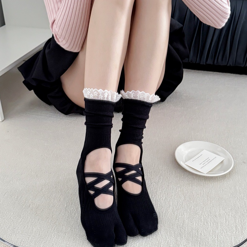 Lace Trim Split Toe Yoga Socks - đánh giá và giá Medias Para Pilates Y Yoga